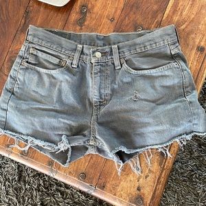 Levi’s denim cutoff shorts greenish grey color.